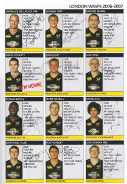 Wasps-rugby-memorabilia-signed-2006-London-double-header-Twickenham-programme-lawrence-dallaglio-autograph-raphael-ibanez-alex-king-james-haskell-josh-lewsey