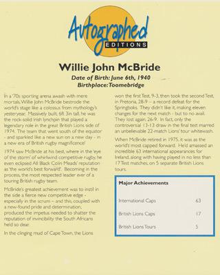 Willie-John-McBride-autograph-signed-British-Lions-rugby-memorabilia-Ireland-captain-1974-tour-south-africa-autographed-bio-career-history
