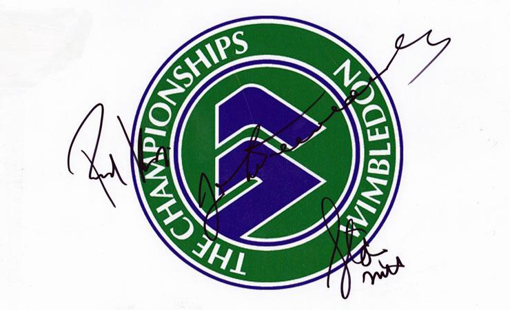 Wimbledon-champions-Tennis-logo-print-signed-John-Newcombe-Stan-Smith-Richard-Krajicek-memorabilia-autograph-740