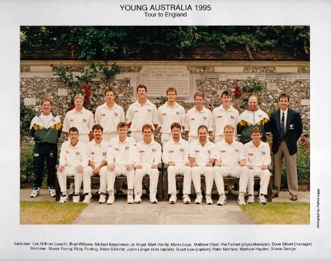 Young-Australia-cricket-memorabilia-1995-tour-england-squad-signed-book-photo-century-of-summers-ricky-ponting-autograph-adam-gilchrist-matthew-hayden-stuart-law-sheffield-shield