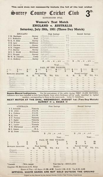 england-womens-cricket-1951-ashes-test-match-australia-oval-surrey-scorecard