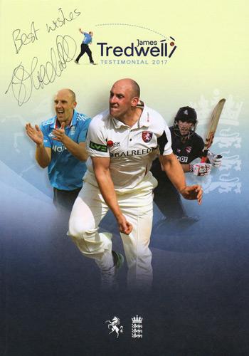james-tredwell-memorabilia-tredders-testimonial-signed-brochure-2017-kent-cricket-spitfires-kccc-treddy-pingu-england-captain-benefit-17-autograph